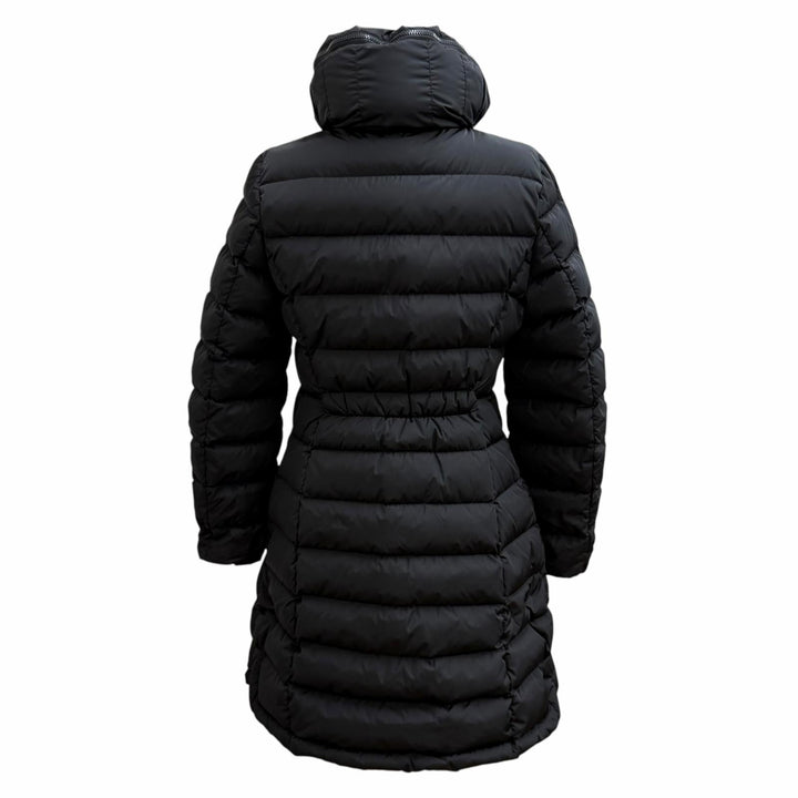 美品★MONCLER モンクレール FLAMMETTE ロゴワッペン・フード付 ZIP UP ダウンコート ダウンジャケット ブラック 2 正規品 レディース
