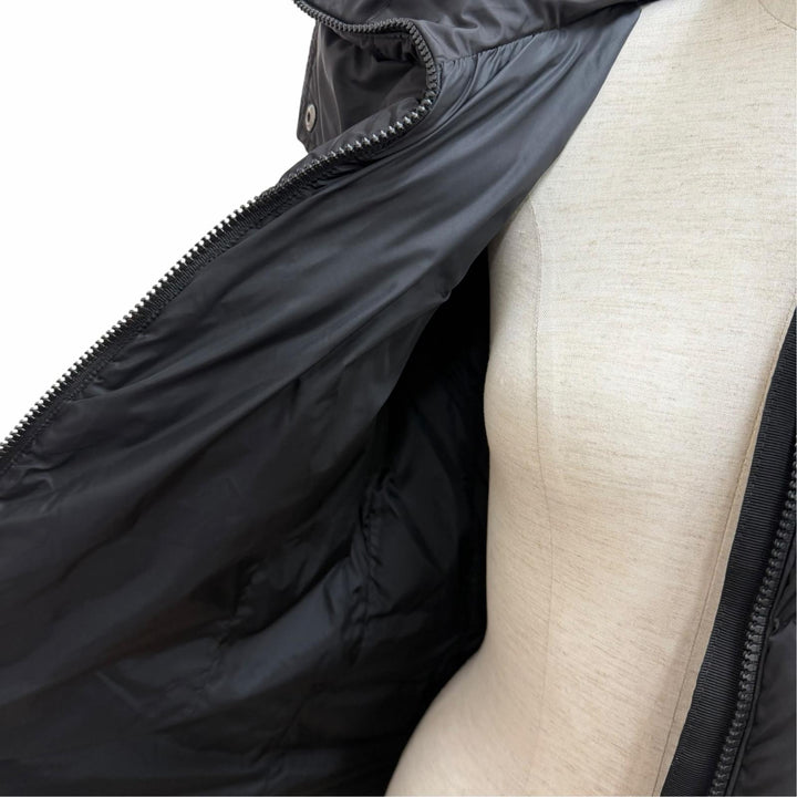 美品★MONCLER モンクレール FLAMMETTE ロゴワッペン・フード付 ZIP UP ダウンコート ダウンジャケット ブラック 2 正規品 レディース