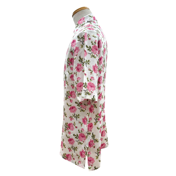 極美品▼DIOR ディオール オム 193C545A5630 シルク100% フラワーロゴプリント ショートスリーブ 比翼仕立 半袖シャツ 39 正規品 メンズ
