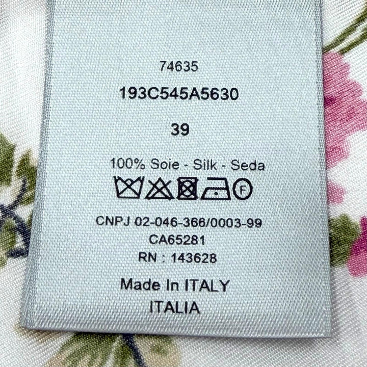 極美品▼DIOR ディオール オム 193C545A5630 シルク100% フラワーロゴプリント ショートスリーブ 比翼仕立 半袖シャツ 39 正規品 メンズ