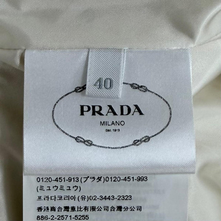 極美品★PRADA プラダ 29X275 ロゴベルト付 フォックスファー レザー使い ZIP UP ダウンジャケット ダークグレー 40 正規品 レディース