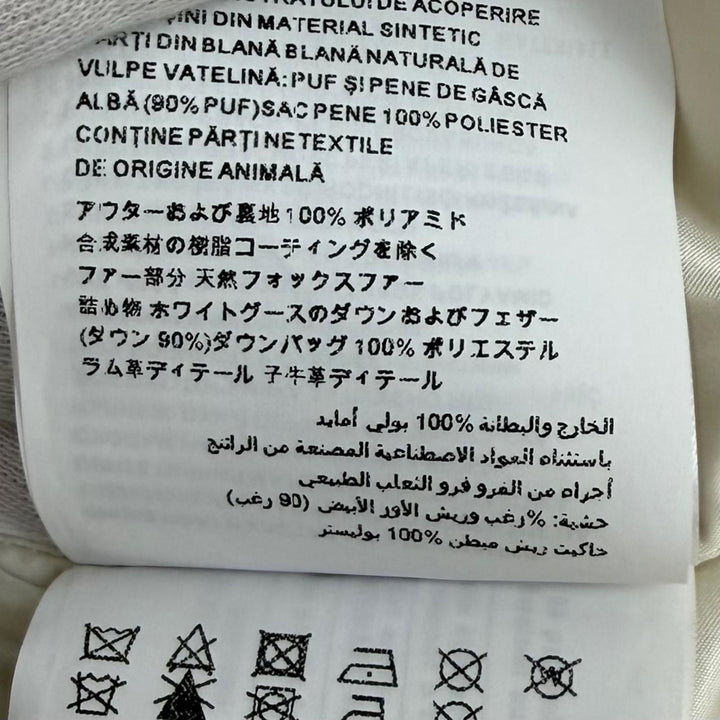 極美品★PRADA プラダ 29X275 ロゴベルト付 フォックスファー レザー使い ZIP UP ダウンジャケット ダークグレー 40 正規品 レディース