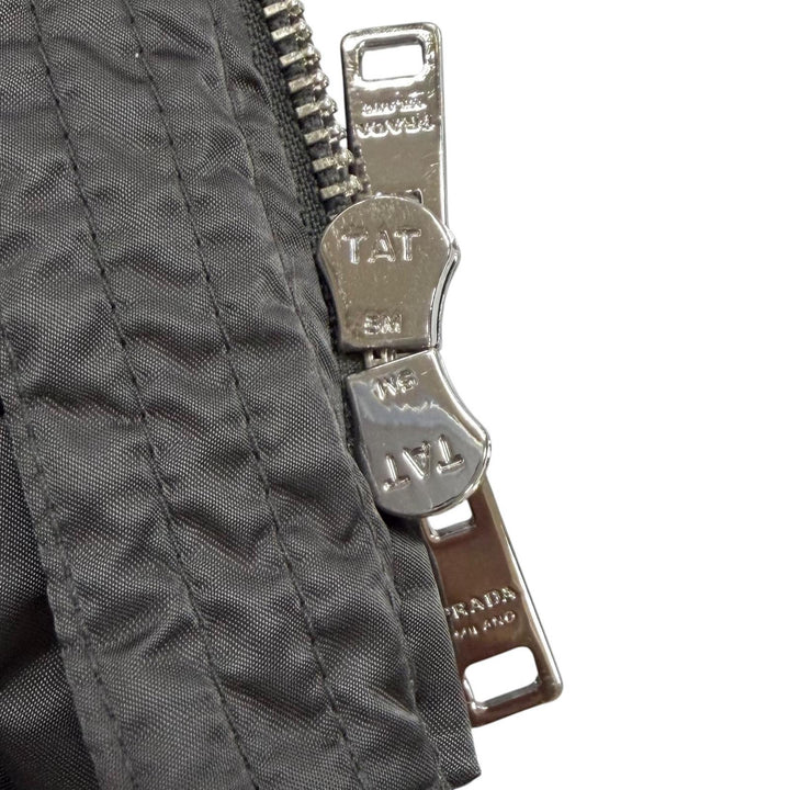 極美品★PRADA プラダ 28G062 フォックスファー・ロゴベルト付 ZIP UP ダウンコート ダウンジャケット グレー 42 正規品 レディース