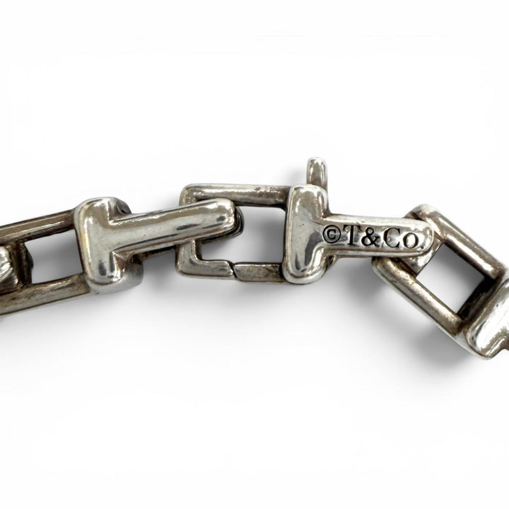 美品★TIFFANY&amp;Co. ティファニー AG925 Tナロー チェーン ブレスレット アクセサリー シルバー イタリア製 レディース