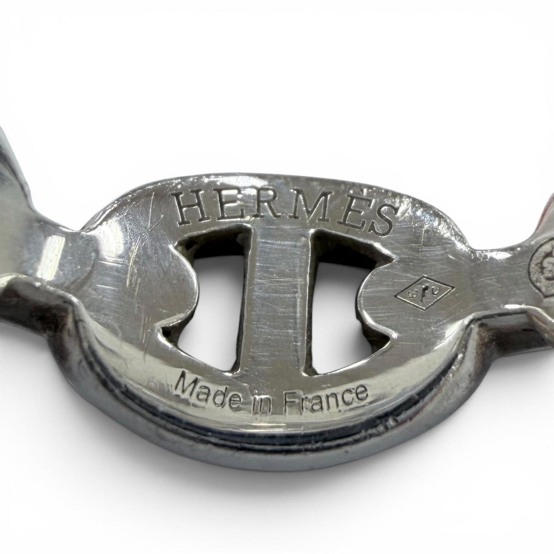 良品☆HERMES エルメス アンシェネ PM AG925 シェーヌダンクル リング 指輪 シルバー 49（JP9号相当） フランス製 重量5.09g レディース