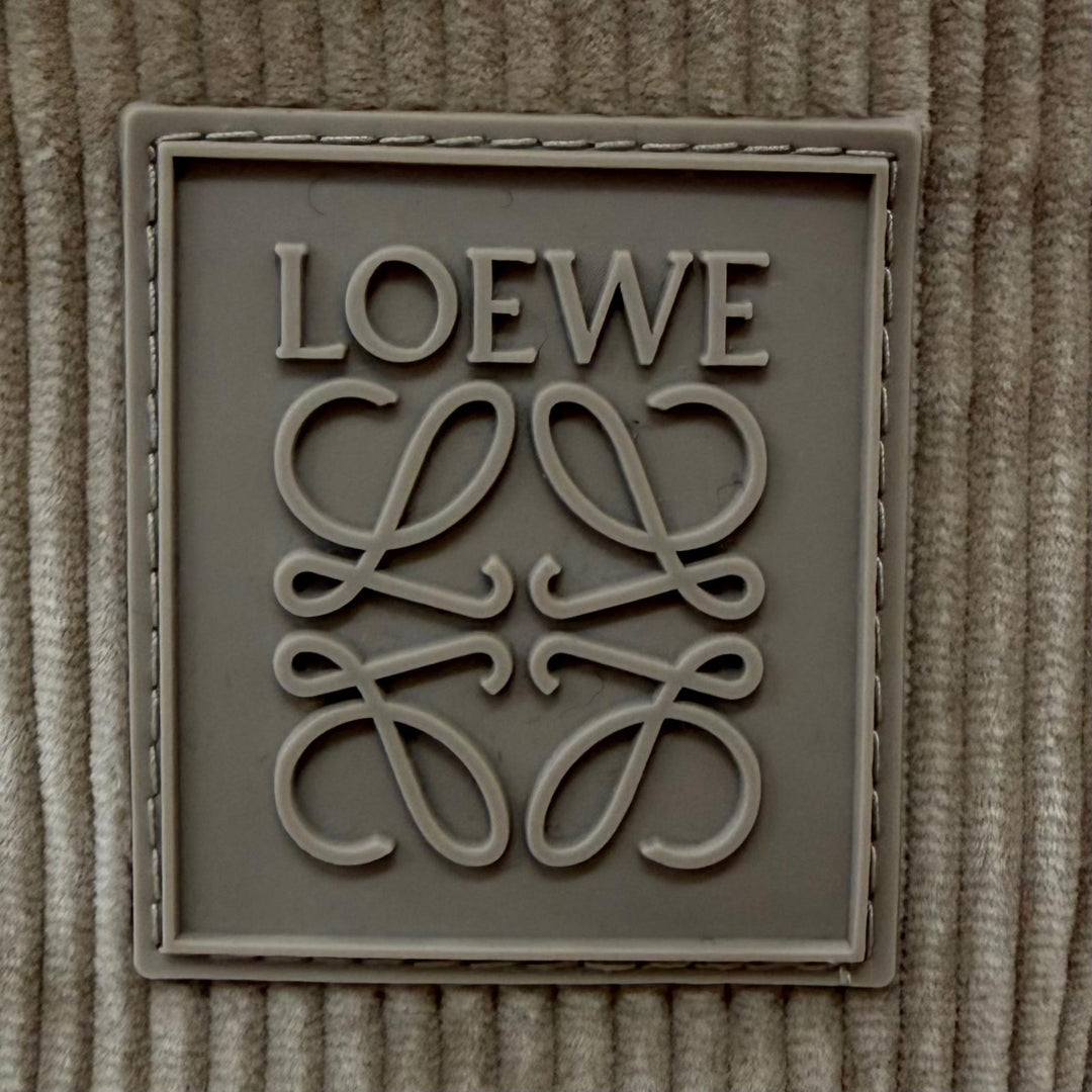 美品□LOEWE ロエベ K820HB1X65 コーデュロイ アナグラムパッチ バケットハット グレージュ 57 イタリア製 正規品 メンズ 保存袋付き
