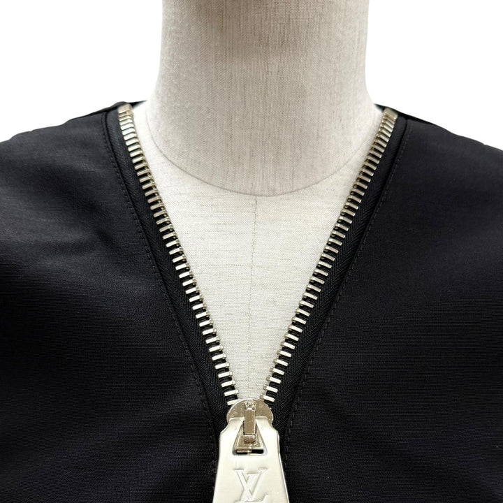 極美品◇LOUIS VUITTON ルイヴィトン 2024年製 FQDR37 LVジップ シルク混 ノースリーブ ワンピース 黒 36 イタリア製 正規品 レディース