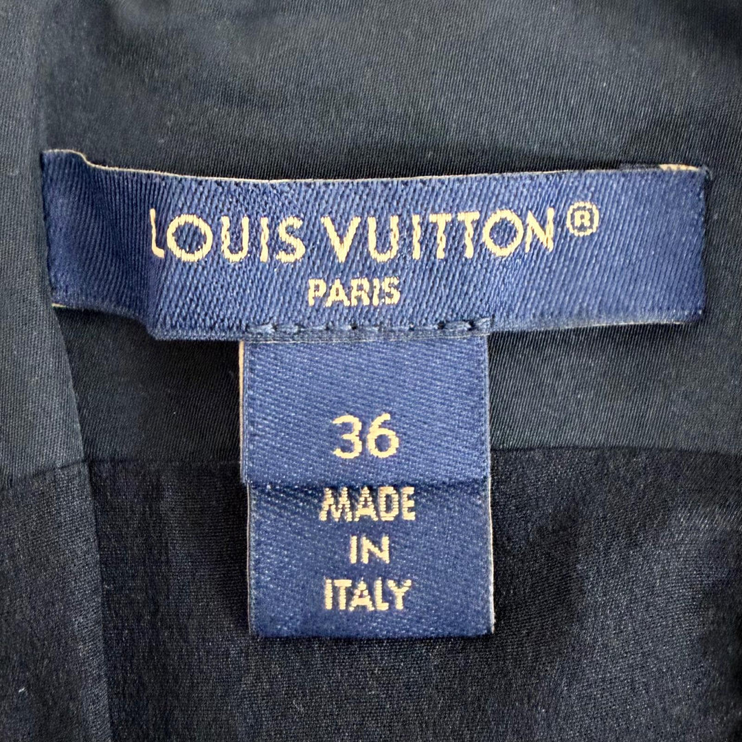 極美品◇LOUIS VUITTON ルイヴィトン 2024年製 FQDR37 LVジップ シルク混 ノースリーブ ワンピース 黒 36 イタリア製 正規品 レディース