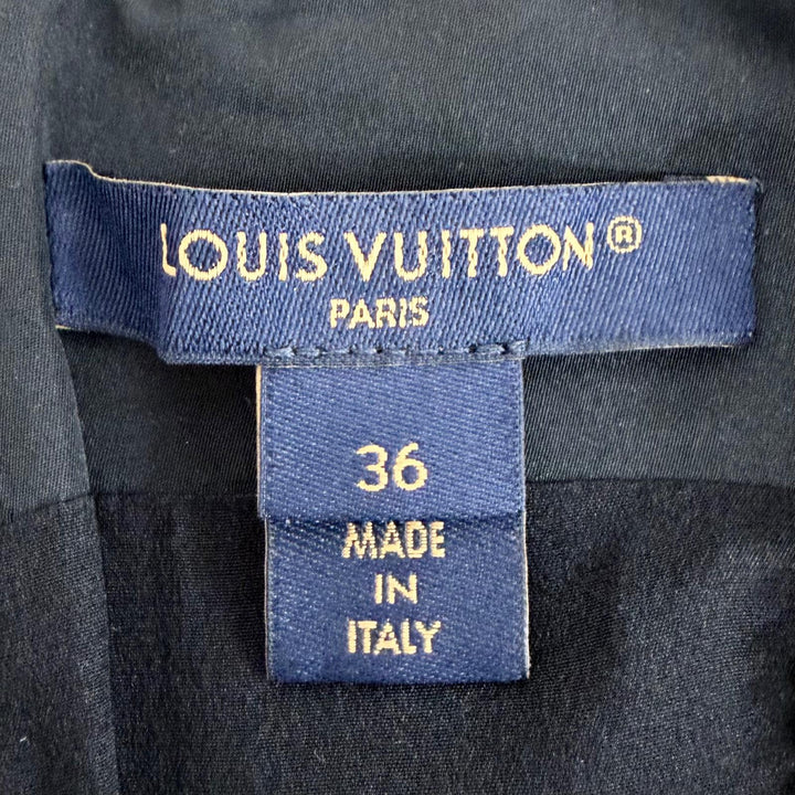 極美品◇LOUIS VUITTON ルイヴィトン 2024年製 FQDR37 LVジップ シルク混 ノースリーブ ワンピース 黒 36 イタリア製 正規品 レディース