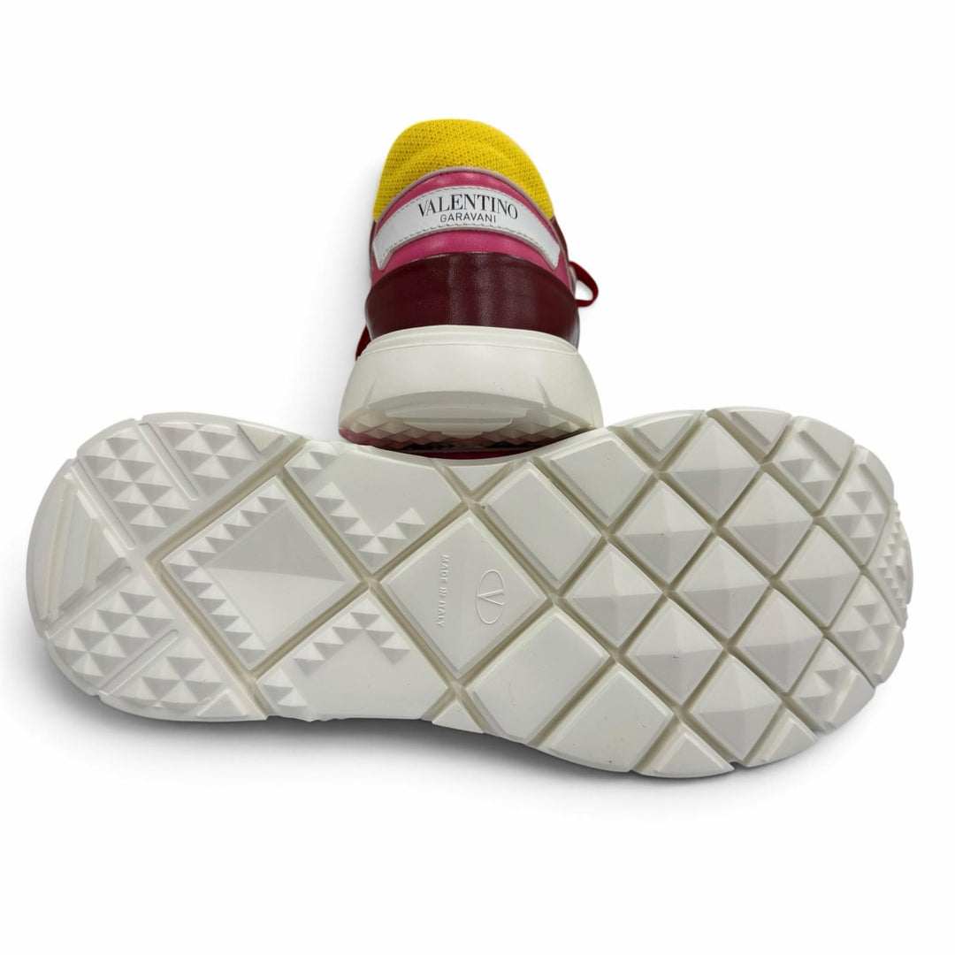 極美品▼Valentino Garavani ヴァレンティノガラヴァーニ レザー ロゴ レースアップ ローカットスニーカー マルチ 39 伊製 レディース