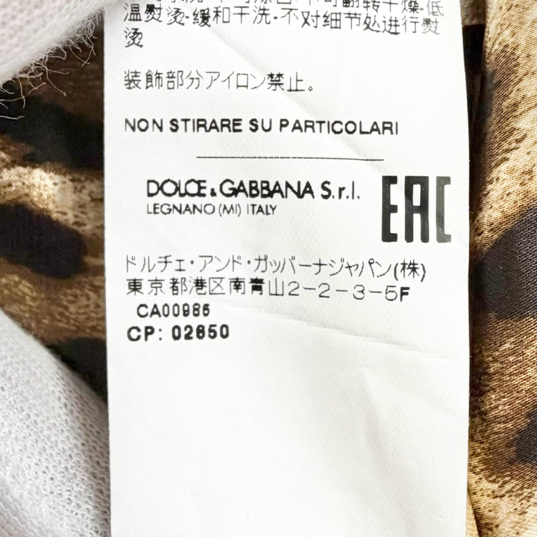 極美品△DOLCE&amp;GABBANA ドルチェ＆ガッバーナ ウール 黒タグ 裏地レオパード柄 ロゴ金具 半袖 ツイードワンピース ピンク 42 伊製 正規品
