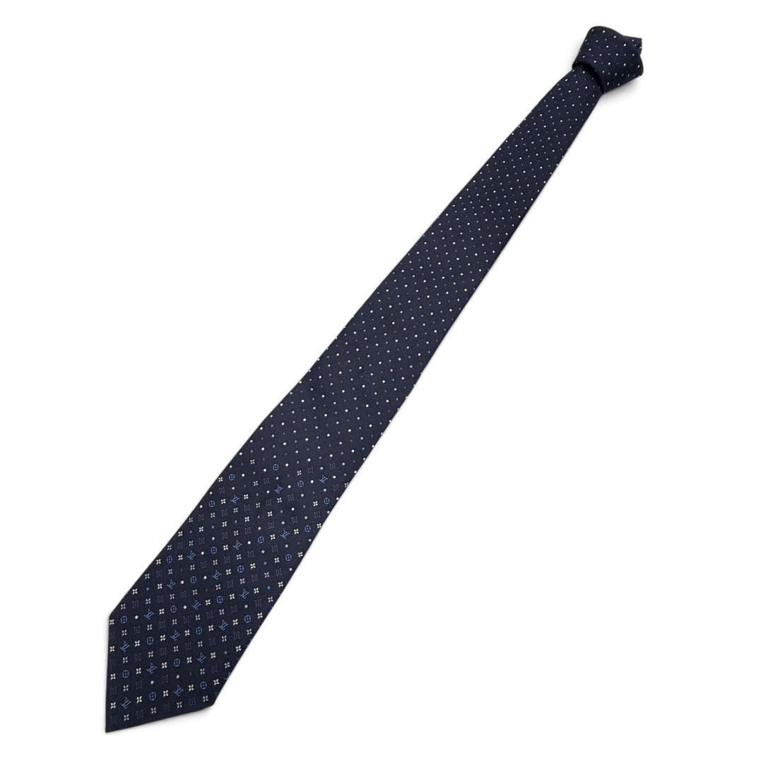 極美品▼LOUIS VUITTON ルイヴィトン 2025年製 M76844 モノグラム グラディエント ドッツ 8CM シルク100% ネクタイ ネイビー 正規品