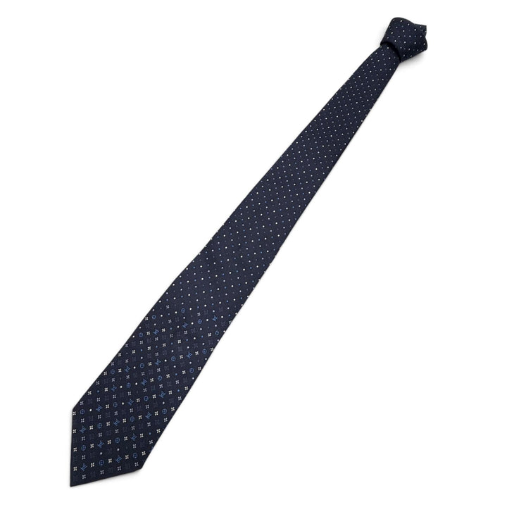 極美品▼LOUIS VUITTON ルイヴィトン 2025年製 M76844 モノグラム グラディエント ドッツ 8CM シルク100% ネクタイ ネイビー 正規品
