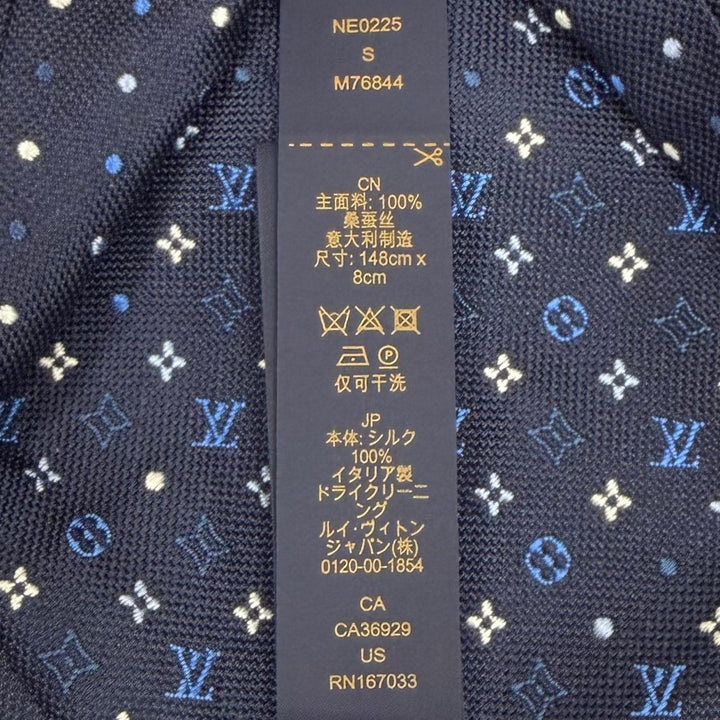 極美品▼LOUIS VUITTON ルイヴィトン 2025年製 M76844 モノグラム グラディエント ドッツ 8CM シルク100% ネクタイ ネイビー 正規品