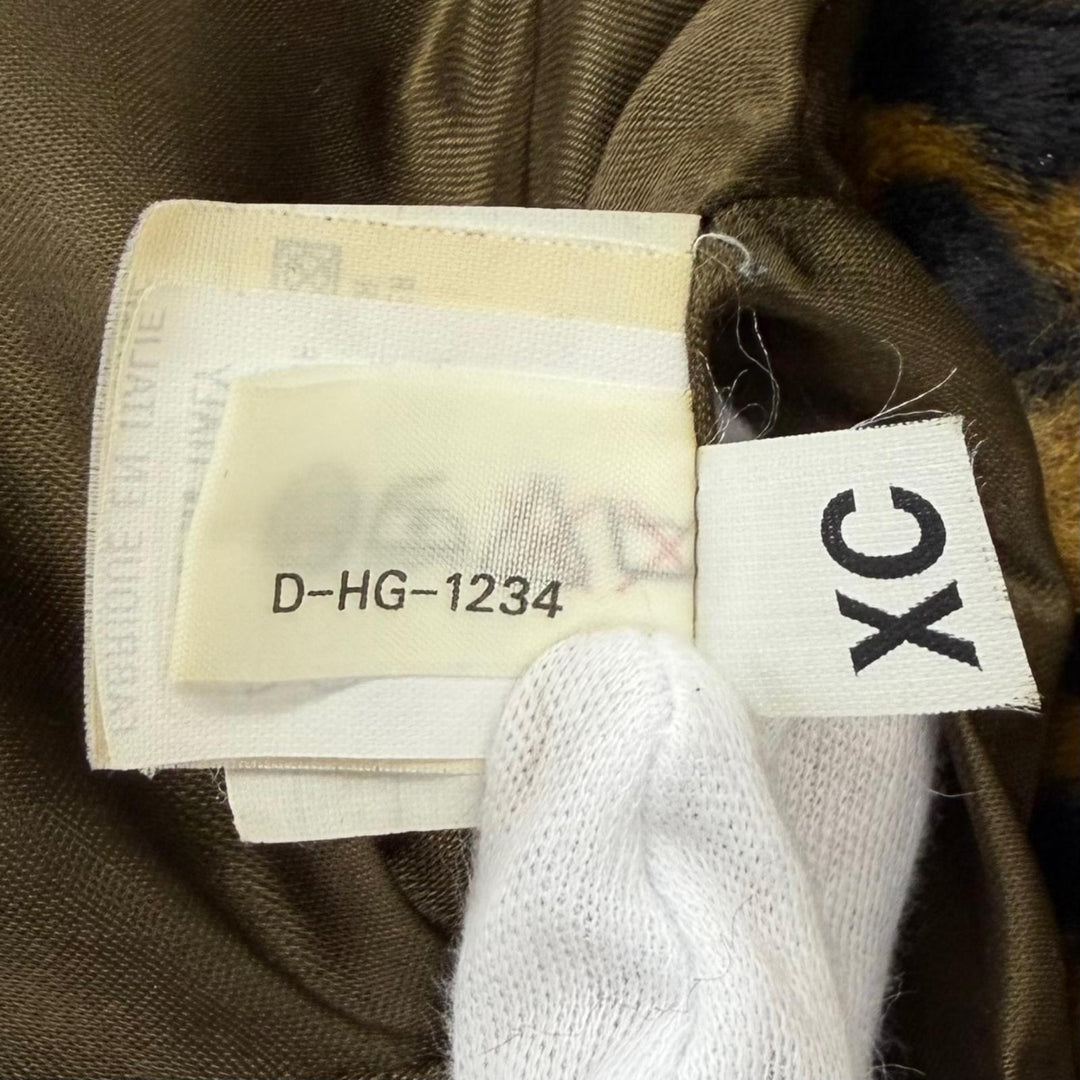 極美品★FENDI jeans フェンディ ジーンズ ヴィンテージ ペカン ズッカ柄 クロップド フェイクファー ジャケット ブラウン ブラック 42
