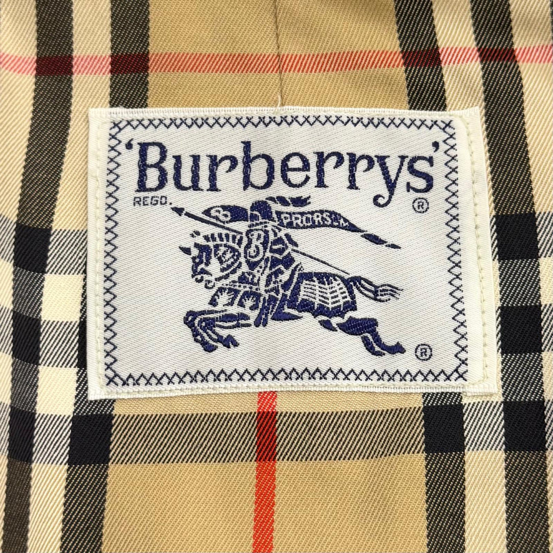 美品★Burberrys バーバリー ヴィンテージ FD080-039-41 コットン100％ 裏地ノバチェック柄 比翼仕立て ステンカラーコート カーキ 11