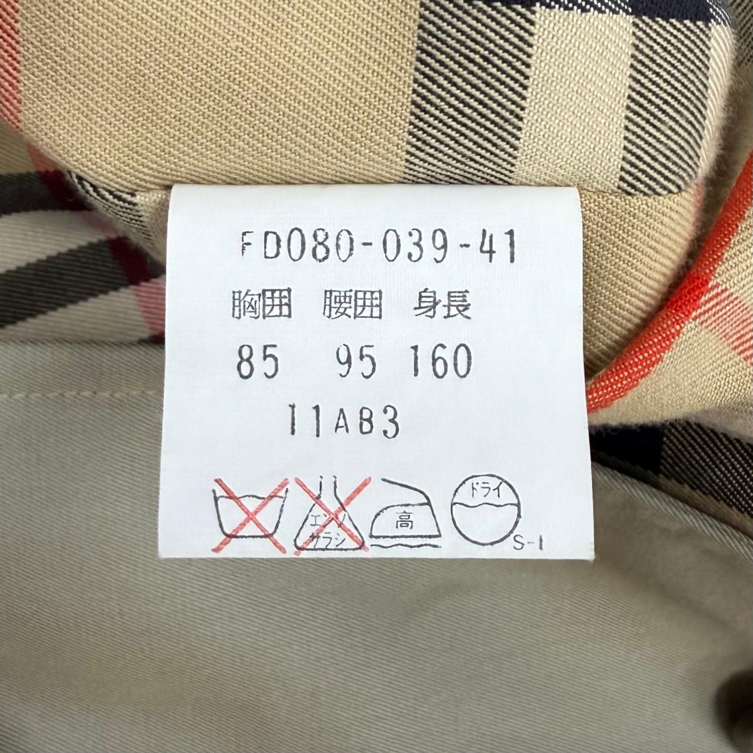 美品★Burberrys バーバリー ヴィンテージ FD080-039-41 コットン100％ 裏地ノバチェック柄 比翼仕立て ステンカラーコート カーキ 11