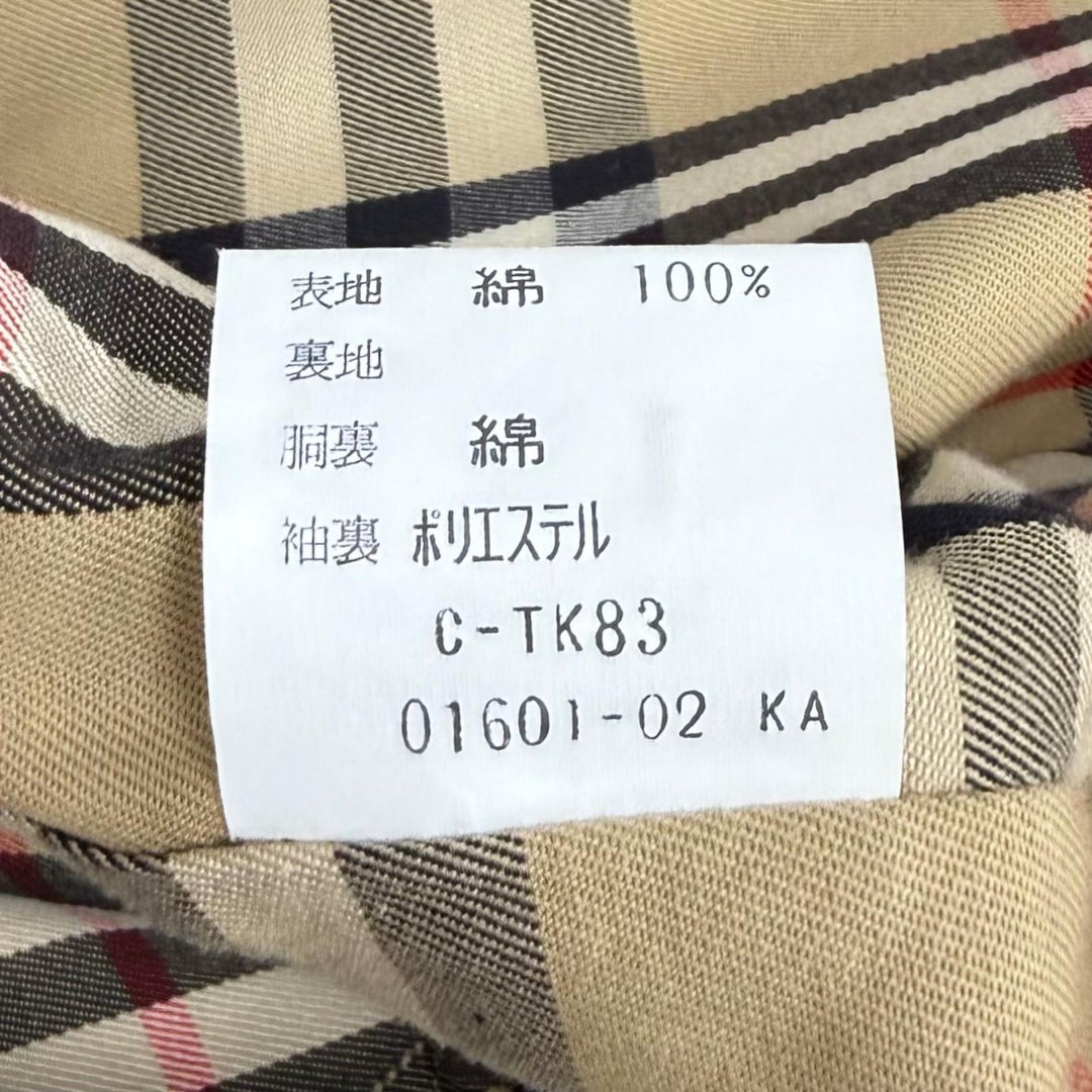 美品★Burberrys バーバリー ヴィンテージ FD080-039-41 コットン100％ 裏地ノバチェック柄 比翼仕立て ステンカラーコート カーキ 11