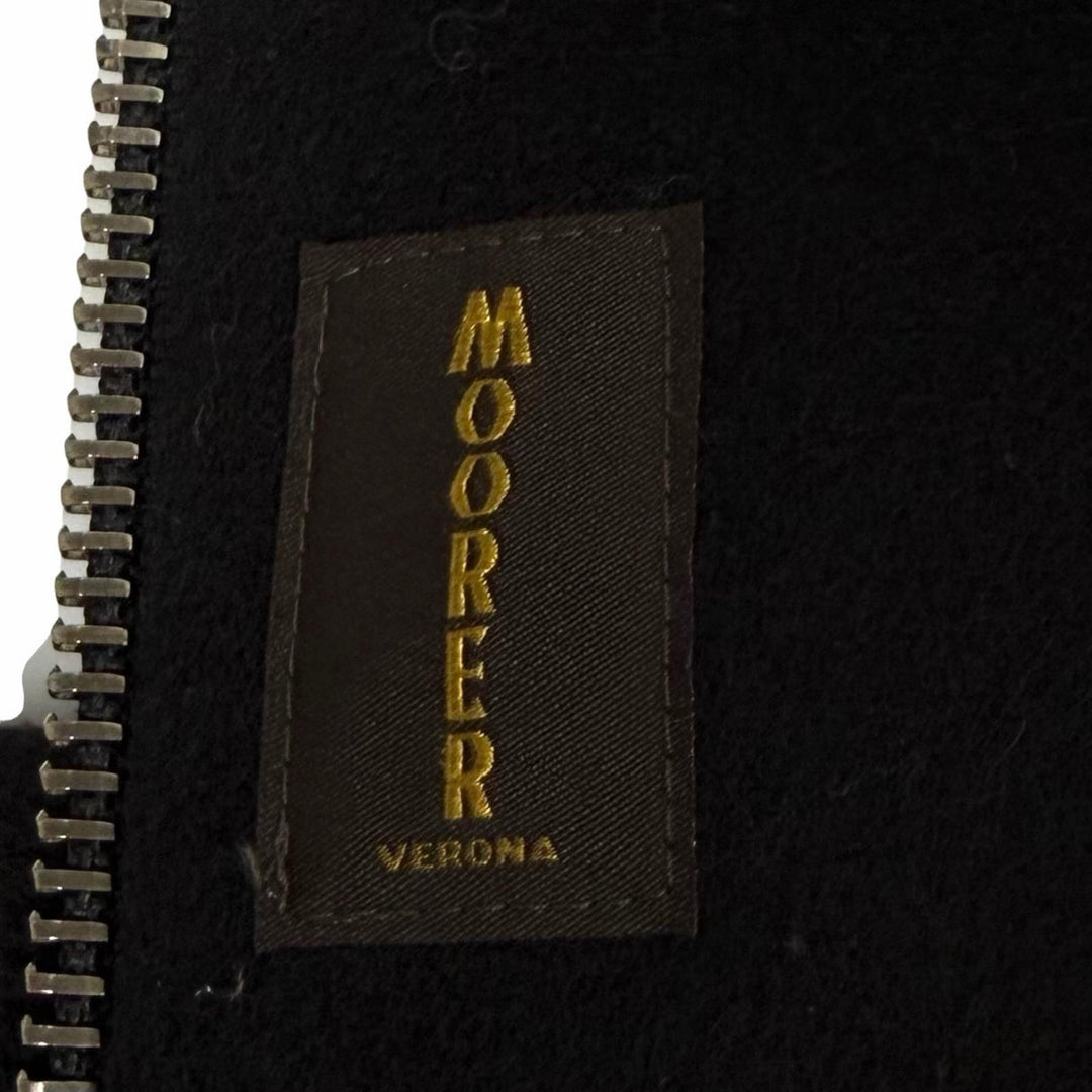 極美品★MOORER ムーレー NOREYA-S3 カシミヤ混 フード付 切替デザイン ZIP UP ダウンコート ブラック 44 イタリア製 ハンガー付き