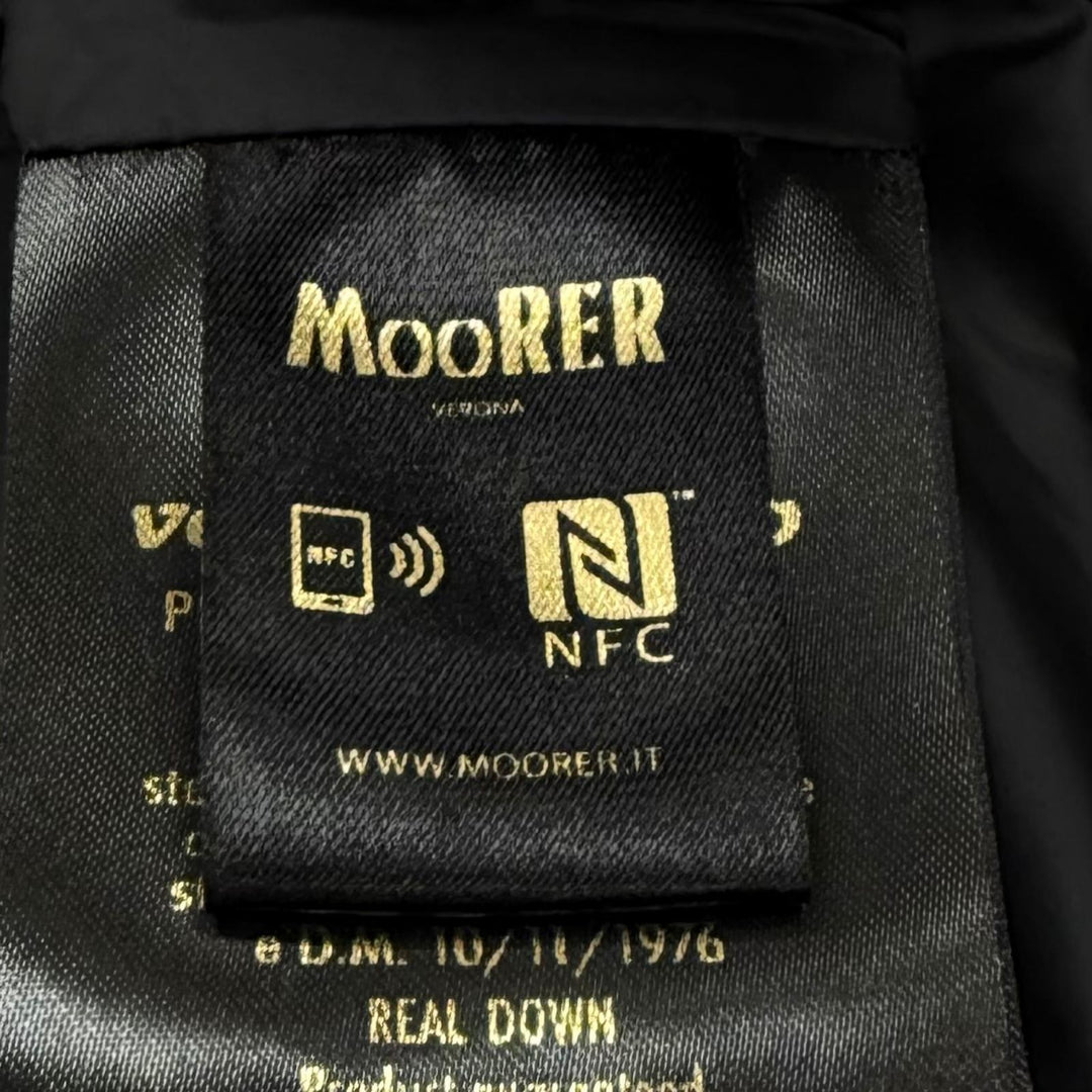 極美品★MOORER ムーレー NOREYA-S3 カシミヤ混 フード付 切替デザイン ZIP UP ダウンコート ブラック 44 イタリア製 ハンガー付き