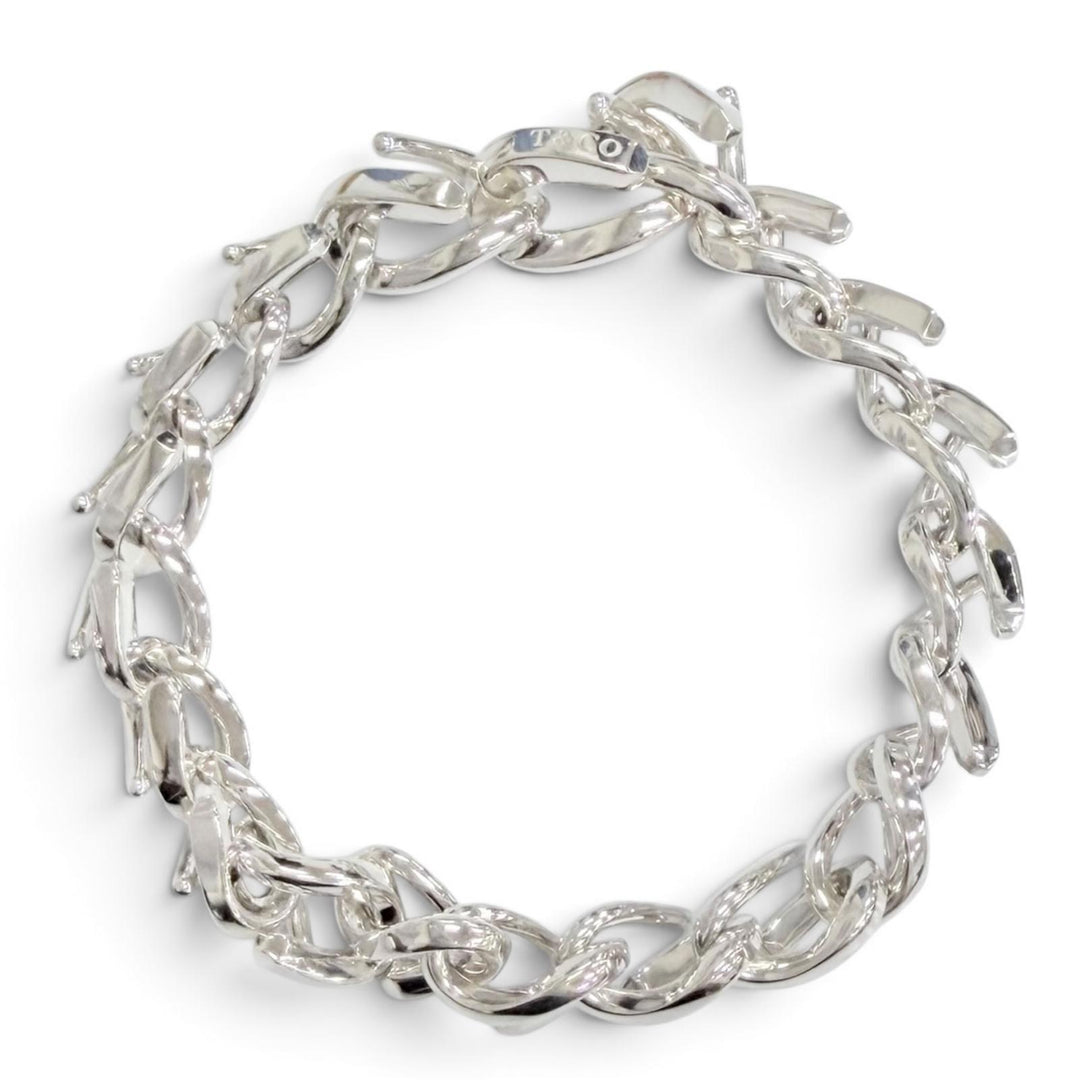 極美品△TIFFANY&amp;Co. ティファニー フォージ ミディアムリンク ブレスレット AG925 ハイポリッシュ シルバー 重量35.6g レディース