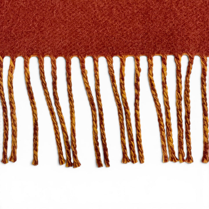 未使用品△HERMES エルメス Sangle a Boucle サングル ア ブックル カシミヤ100％ フリンジ マフラー オレンジブラウン系 英国製 箱付き