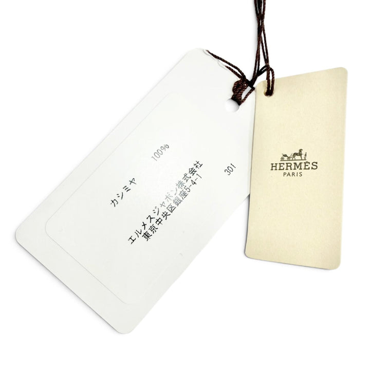 未使用品△HERMES エルメス Sangle a Boucle サングル ア ブックル カシミヤ100％ フリンジ マフラー オレンジブラウン系 英国製 箱付き