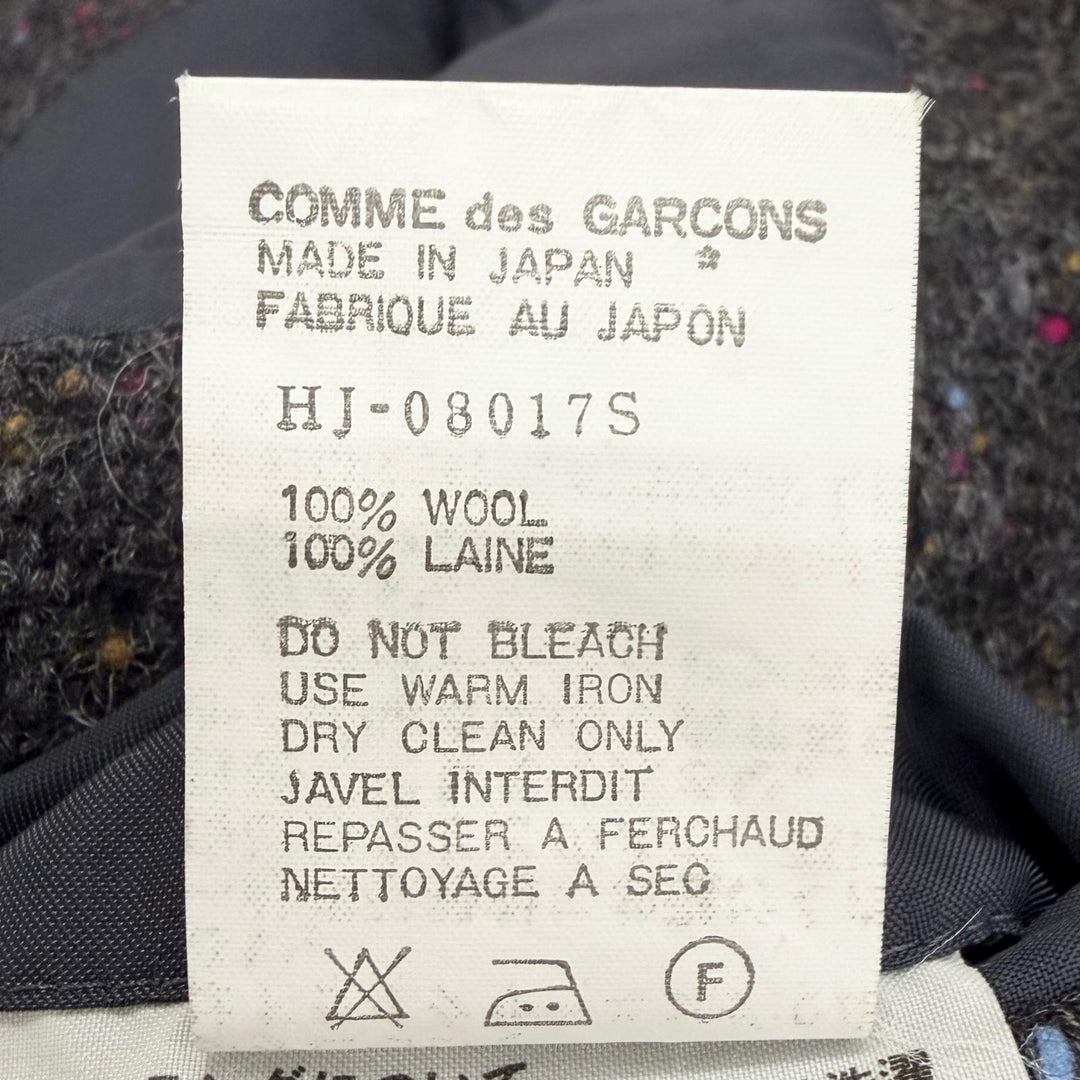 極美品□COMME des GARCONS HOMME コムデギャルソンオム 88AW アーカイブ シングル ツイード テーラードジャケット グレー S 日本製