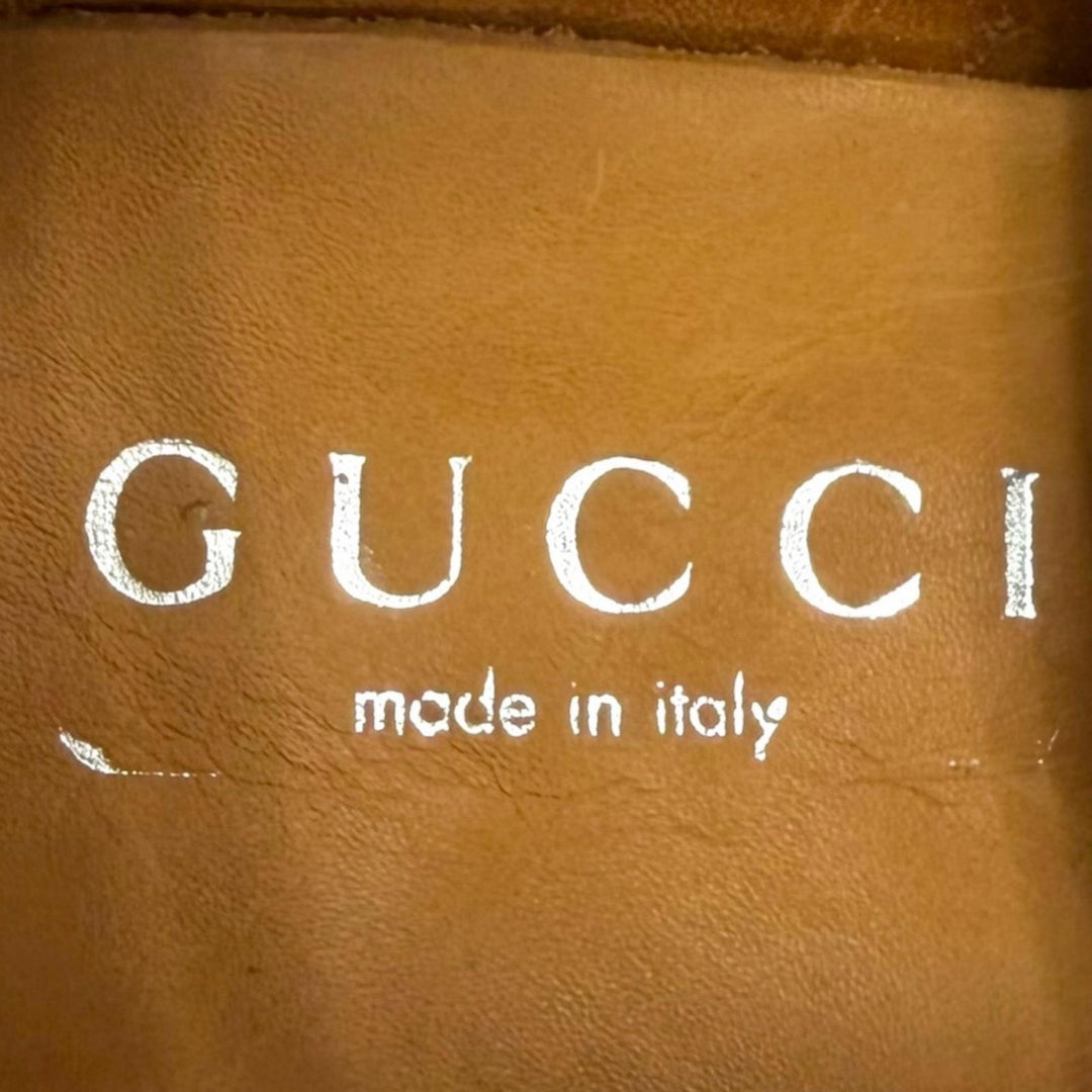 未使用品▼GUCCI グッチ ホースビット スクエアトゥ レザーシューズ ローファー ダークブラウン シルバー金具 IT 42 イタリア製 メンズ