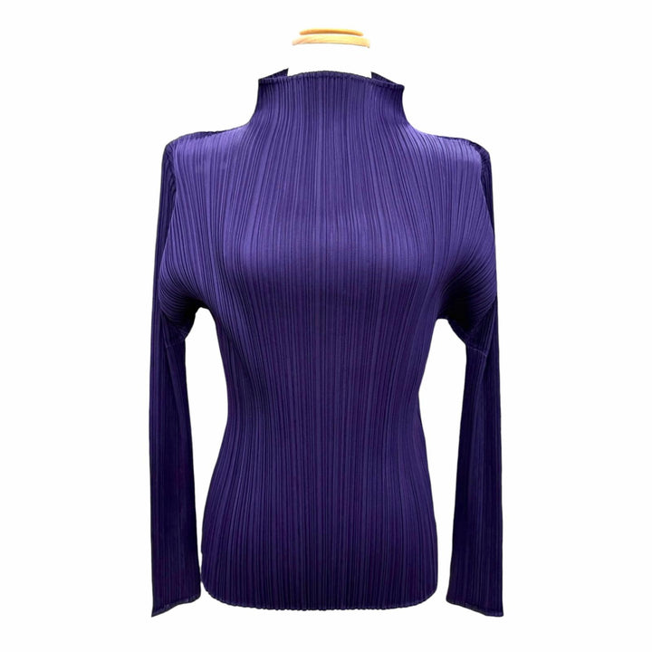 美品△PLEATS PLEASE プリーツプリーズ イッセイミヤケ PP83-JK184 PP83-JF183 トップス パンツ セットアップ パープル 3/2 正規品