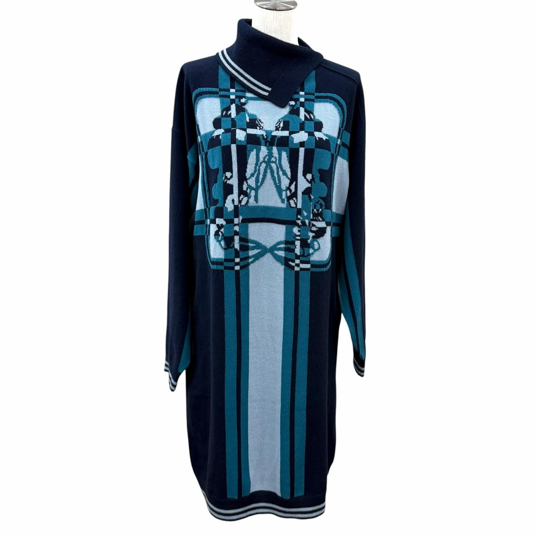 美品★エルメス 2023年製 3H2502DD BRIDES de GALA Tartan ブリッド ドゥ ガラ タータン カシミヤ100％ ニットワンピース 36 正規品