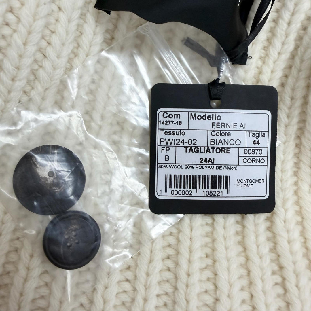 未使用品□TAGLIATORE タリアトーレ PWI24-02 FERNIE ロゴボタン ベルト付き フーデッド ニットコート ホワイト 44 イタリア製 正規品