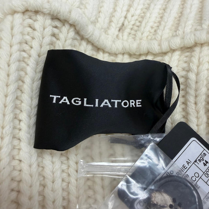 未使用品□TAGLIATORE タリアトーレ PWI24-02 FERNIE ロゴボタン ベルト付き フーデッド ニットコート ホワイト 44 イタリア製 正規品