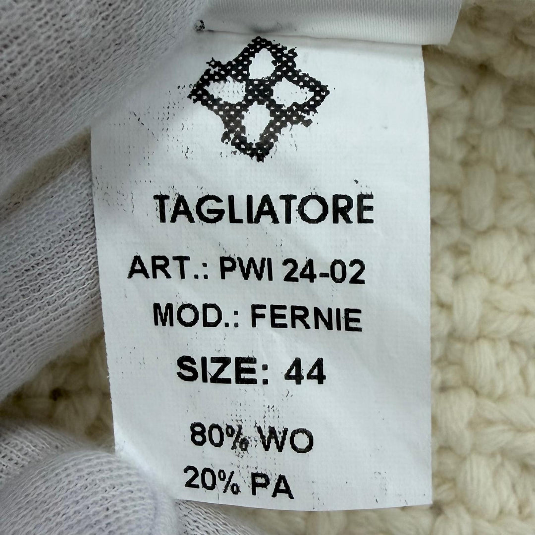 未使用品□TAGLIATORE タリアトーレ PWI24-02 FERNIE ロゴボタン ベルト付き フーデッド ニットコート ホワイト 44 イタリア製 正規品