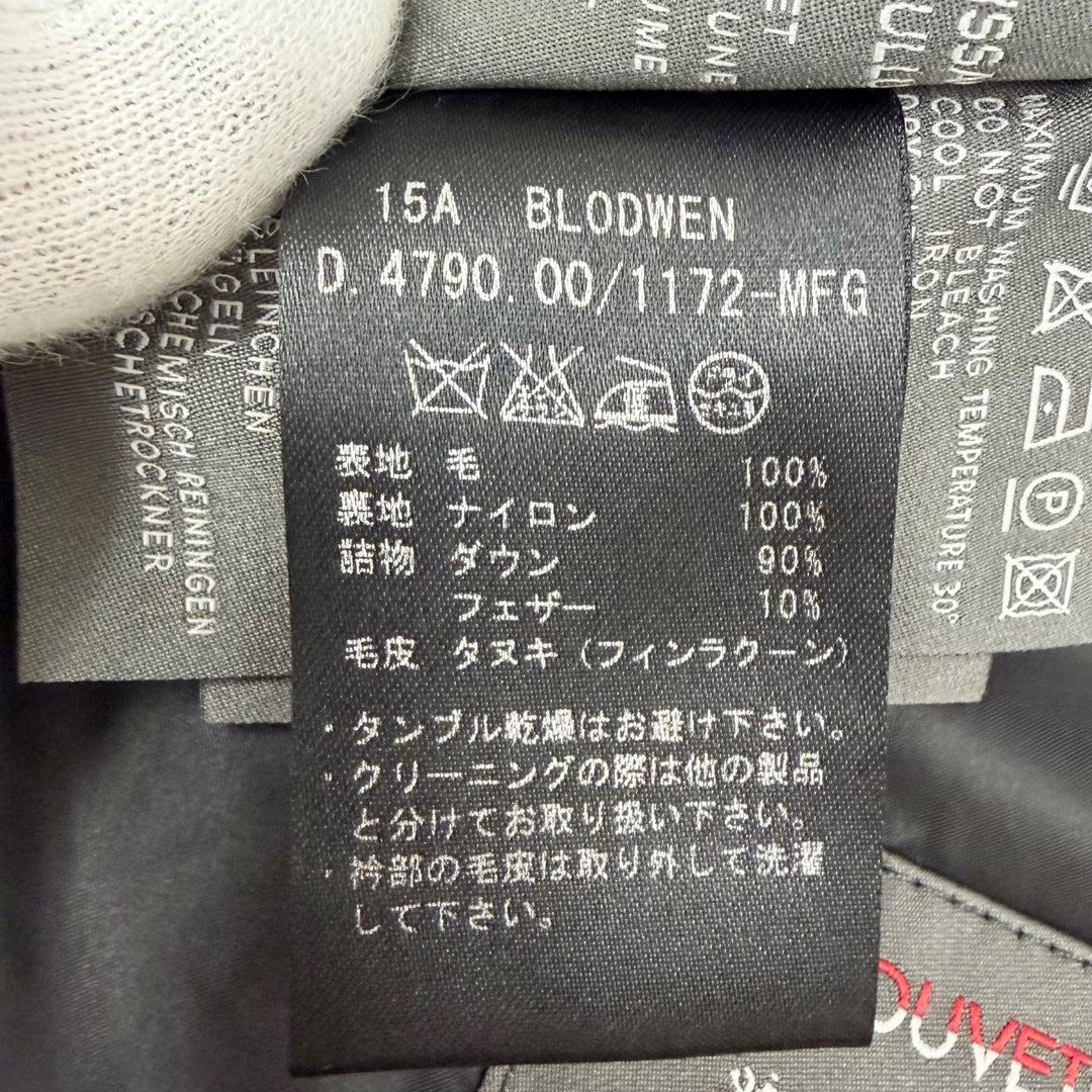 極美△DUVETICA デュベティカ BLODWEN ウール100％ ZIGNONE生地使用 ラクーンファー ニットダウンジャケット チャコールグレー 40 正規品