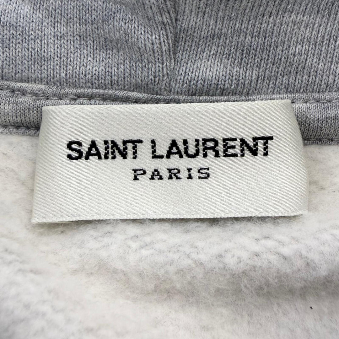 未使用品□SAINT LAURENT PARIS サンローランパリ 2023年製 778559 YSLロゴ刺繍 プルオーバー パーカー グレー S イタリア製 正規品