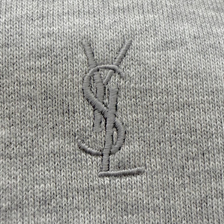 未使用品□SAINT LAURENT PARIS サンローランパリ 2023年製 778559 YSLロゴ刺繍 プルオーバー パーカー グレー S イタリア製 正規品