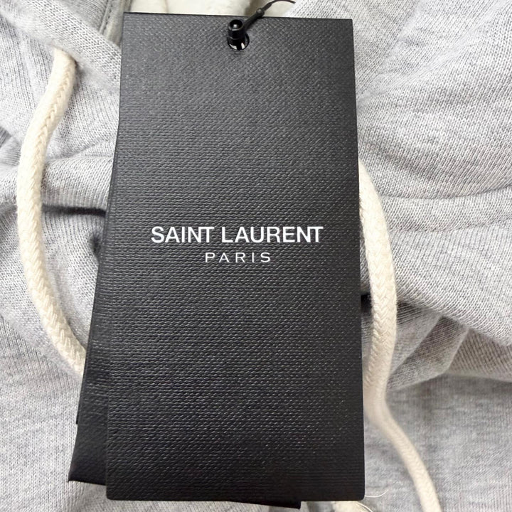 未使用品□SAINT LAURENT PARIS サンローランパリ 2023年製 778559 YSLロゴ刺繍 プルオーバー パーカー グレー S イタリア製 正規品