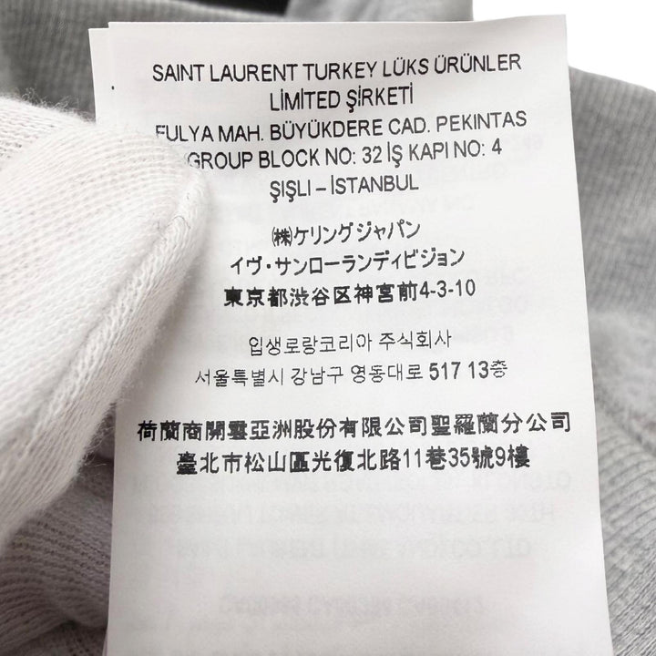 未使用品□SAINT LAURENT PARIS サンローランパリ 2023年製 778559 YSLロゴ刺繍 プルオーバー パーカー グレー S イタリア製 正規品