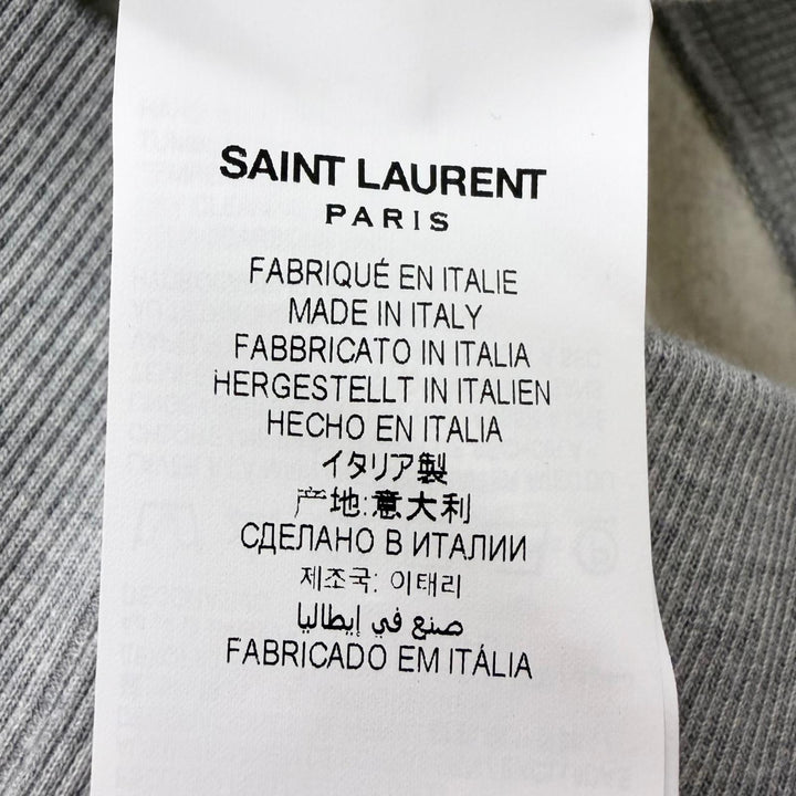 未使用品□SAINT LAURENT PARIS サンローランパリ 2023年製 778559 YSLロゴ刺繍 プルオーバー パーカー グレー S イタリア製 正規品