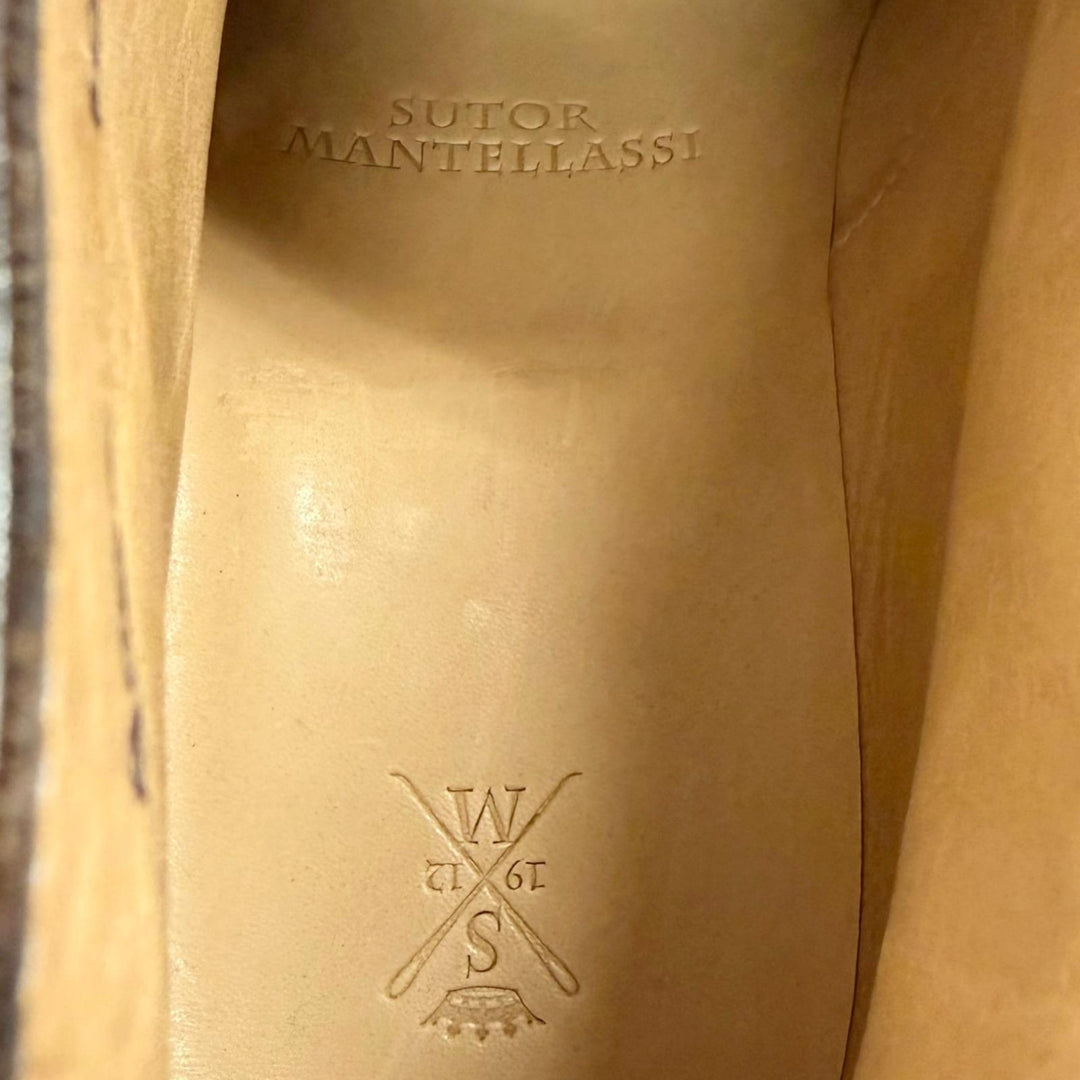 極美品□SUTOR MANTELLASSI ストールマンテラッシ レザー アンクルブーツ チャッカーブーツ ブラウン 40 イタリア製 メンズ 箱付き