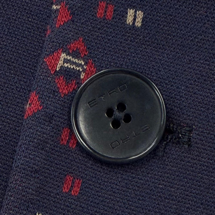 未使用品▼ETRO エトロ 2022年製 ロゴ総柄 レイヤードデザイン ロゴ入りボタン フーデッド シングルジャケット テーラード 紺 50 正規品