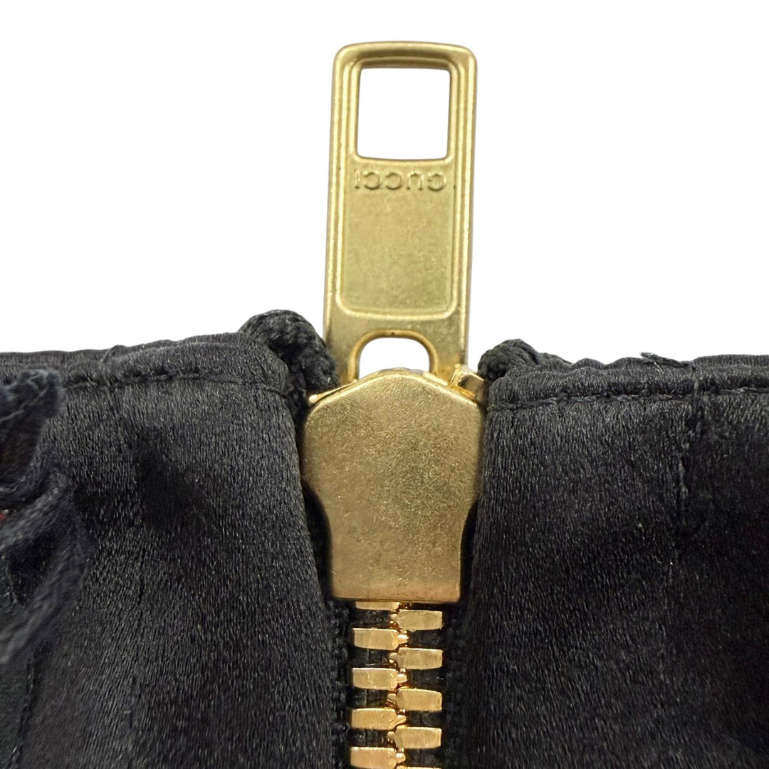 未使用品◇GUCCI グッチ 706164 シルク100％ Dragon 22SS ランウェイ着用 デュシェス ドレス ワンピース ブラック グリーン 40 正規品
