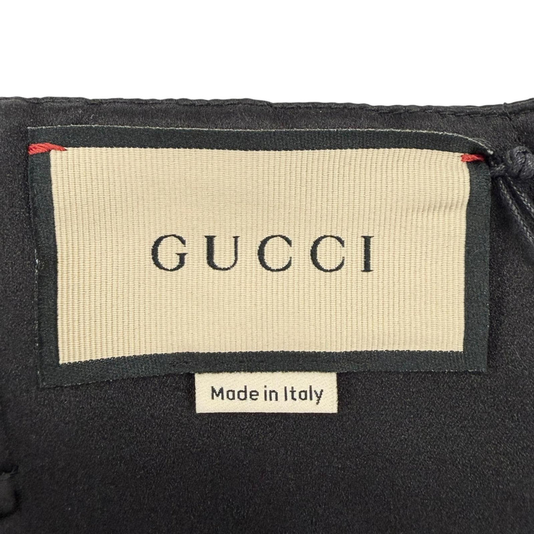 未使用品◇GUCCI グッチ 706164 シルク100％ Dragon 22SS ランウェイ着用 デュシェス ドレス ワンピース ブラック グリーン 40 正規品