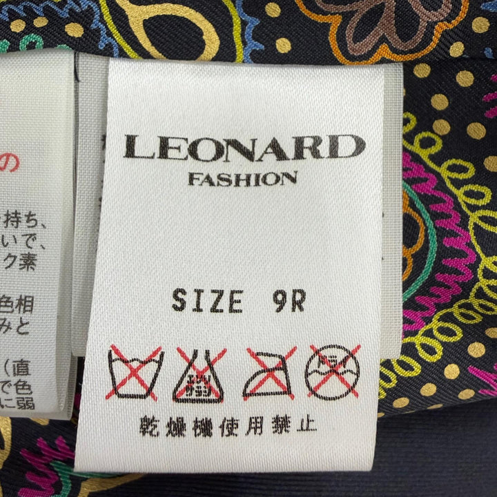 極美品☆LEONARD FASHION レオナール ファッション シルク100％ ミンク使い 裏地ペイズリー柄 ジャケット ブラック 9 日本製 正規品