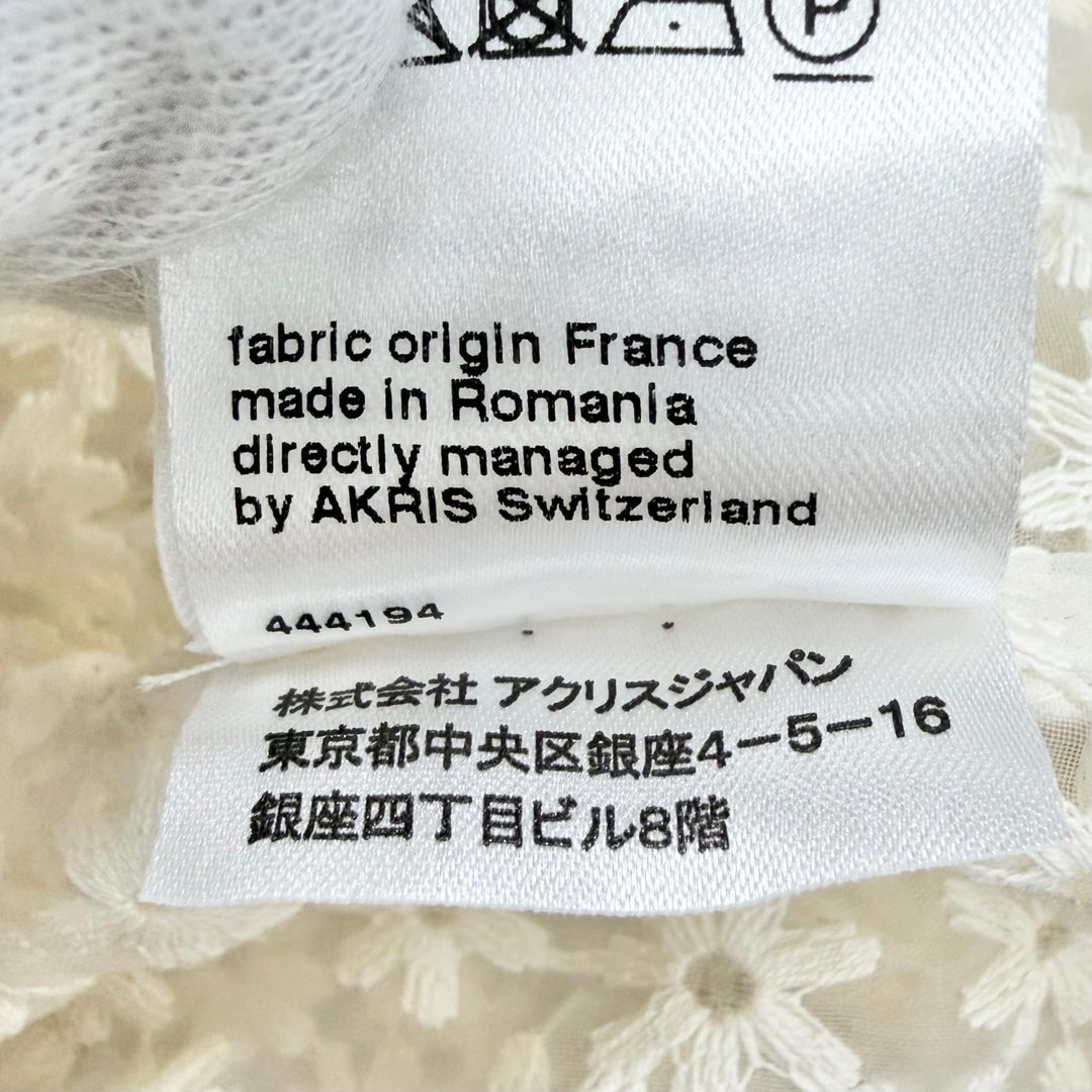 未使用品△AKRIS アクリス シルク フラワーエンブロイダリー レザージップ レースブルゾン ジャケット アイボリー 42 正規品 レディース