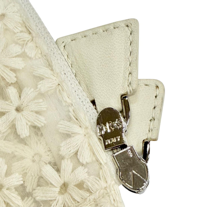 未使用品△AKRIS アクリス シルク フラワーエンブロイダリー レザージップ レースブルゾン ジャケット アイボリー 42 正規品 レディース