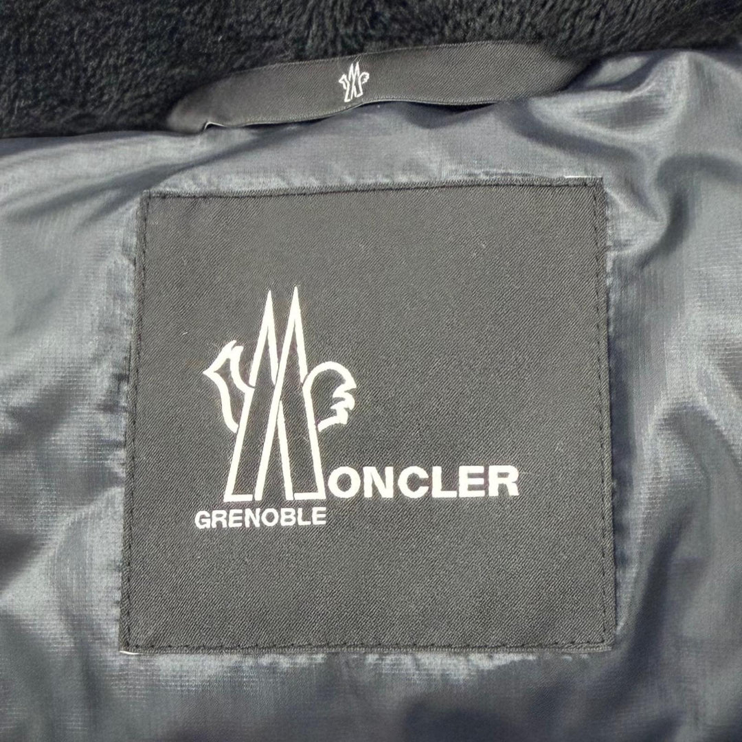 極美品▼MONCLER GRENOBLE モンクレール グルノーブル 2024年製 MARCASSIN ロゴ フーデッド ZIP ダウンジャケット ブラック 2 国内正規品