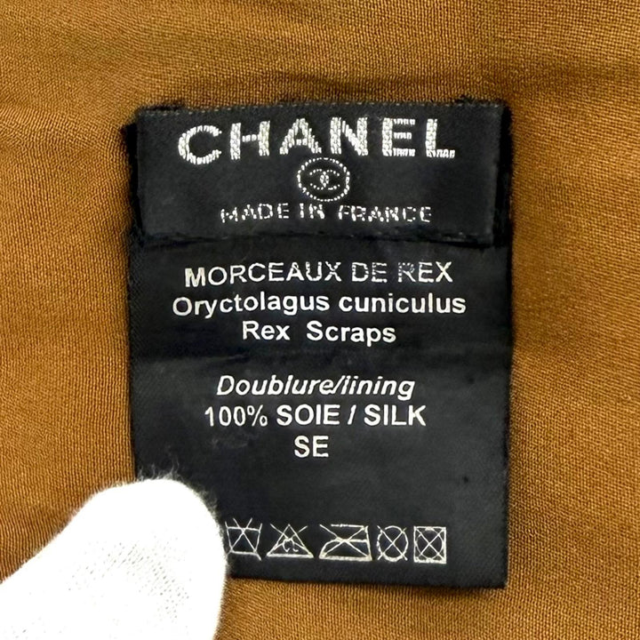 美品★CHANEL シャネル ヴィンテージ 裏地シルク100％ レッキスファー ティペット ストール ブラウン フランス製 レディース
