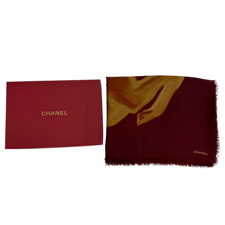 極美品☆CHANEL シャネル 26AW カシミヤ100％ 136×184cm ロゴ・ホース柄 大判ショール/ストール スカーフ ボルドー 伊製 レディース